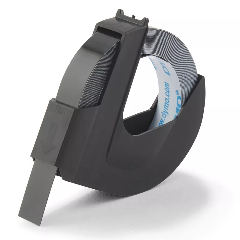 DYMO 520109 reljefinė lipni juosta | 9 mm x 3 m | baltas tekstas juodame fone | savaime lipni | reljefiniams žymekliams