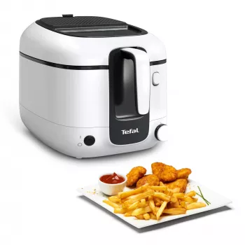 Gruzdintuvė Tefal Super Uno FR3101 – viena 1800 W, 1,5 kg maisto talpa, 2,2 L aliejaus, juoda/balta