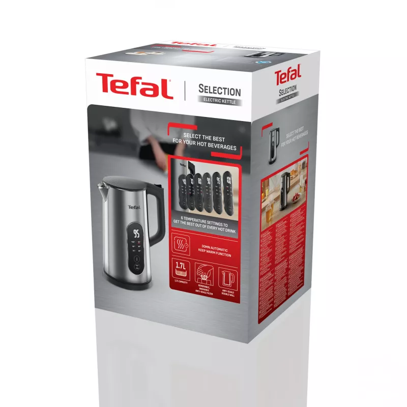 Tefal Selection KI871DE0 elektrinis virdulys 1,7 L 1500 W Juoda, Nerūdijantis plienas