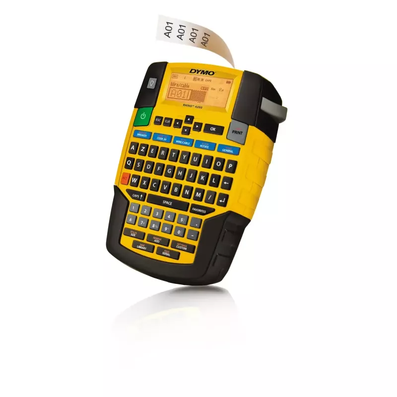 DYMO RHINO 4200 nešiojamas etikečių spausdintuvas | AZERTY klaviatūra ir greitieji klavišai | Patvarių etikečių spausdintuvas darbui statybose ir pramonėje