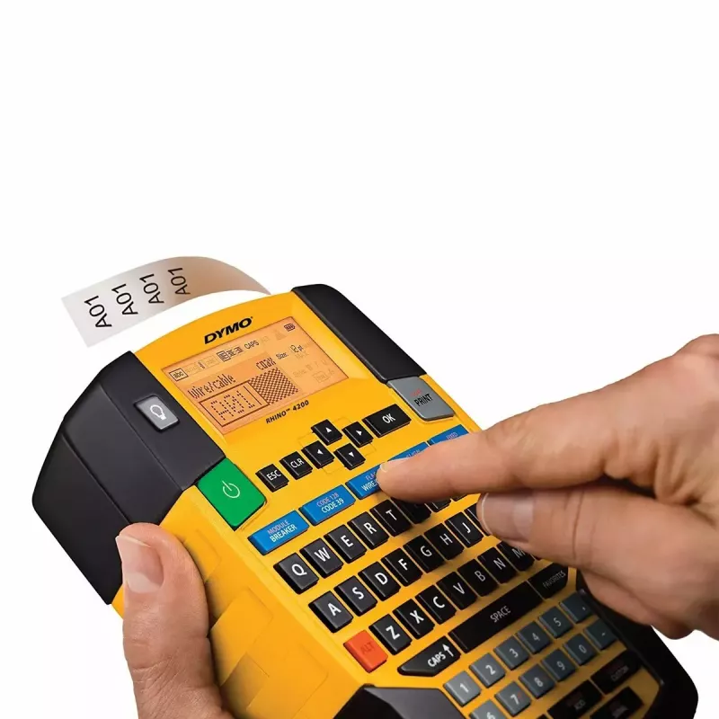 Etikečių spausdintuvas Dymo Rhino 4200 Wireless QWERTY – terminis perkėlimas, LED ekranas, Li‑Ion baterija, belaidis, 100 etikečių formatų