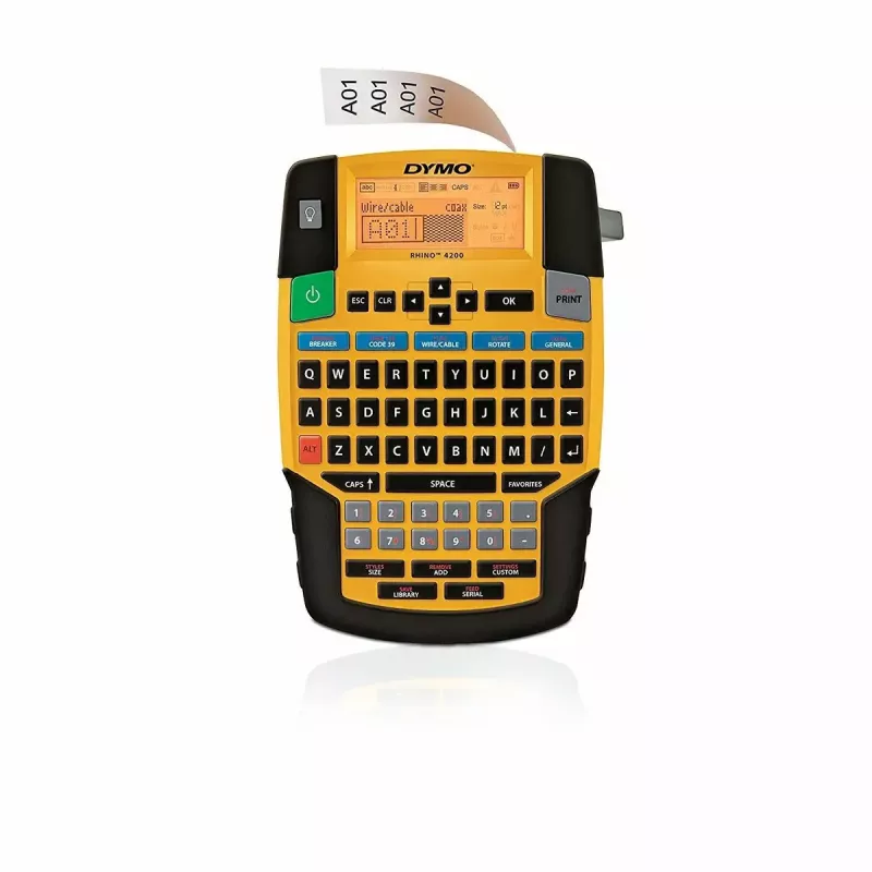 Etikečių spausdintuvas Dymo Rhino 4200 Wireless QWERTY – terminis perkėlimas, LED ekranas, Li‑Ion baterija, belaidis, 100 etikečių formatų