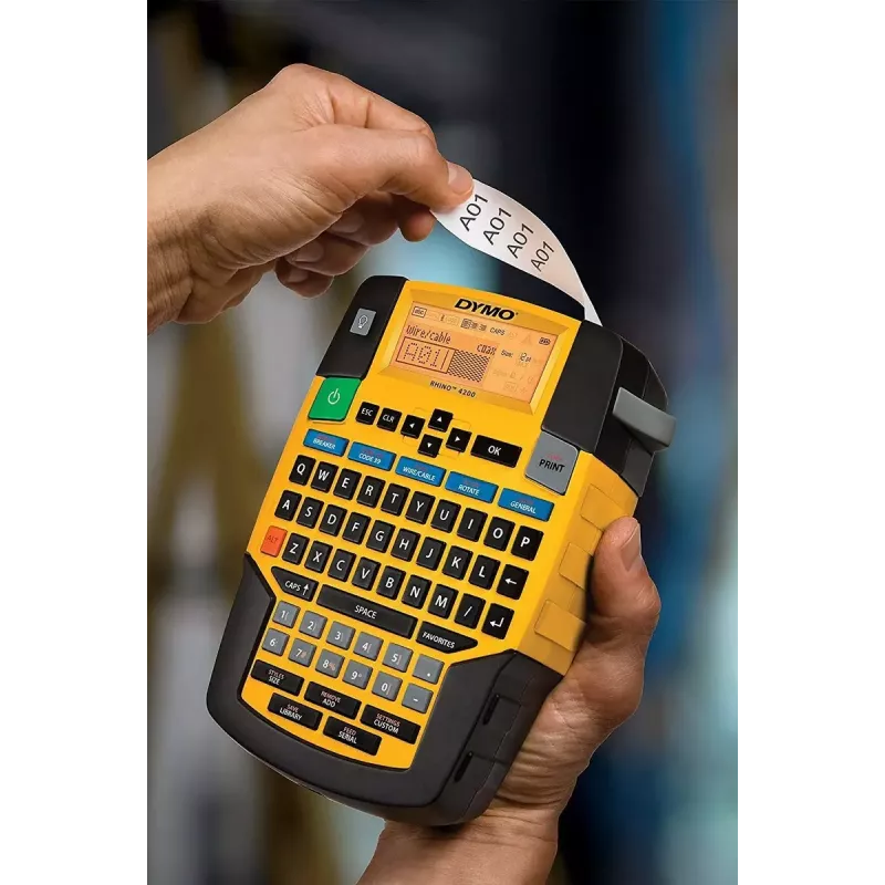 Etikečių spausdintuvas Dymo Rhino 4200 Wireless QWERTY – terminis perkėlimas, LED ekranas, Li‑Ion baterija, belaidis, 100 etikečių formatų
