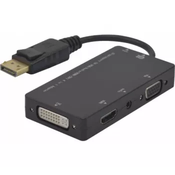 Hypertec 127377-HY vaizdo kabelio adapteris DisplayPort DVI-D + VGA (D-Sub) + HDMI juodas