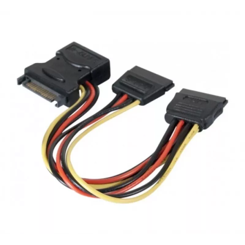 ATEN 147557 SATA kabelis 0,3 m SATA 15 kontaktų 2 x SATA 15 kontaktų + Molex (4 kontaktų) Įvairių spalvų, Juoda