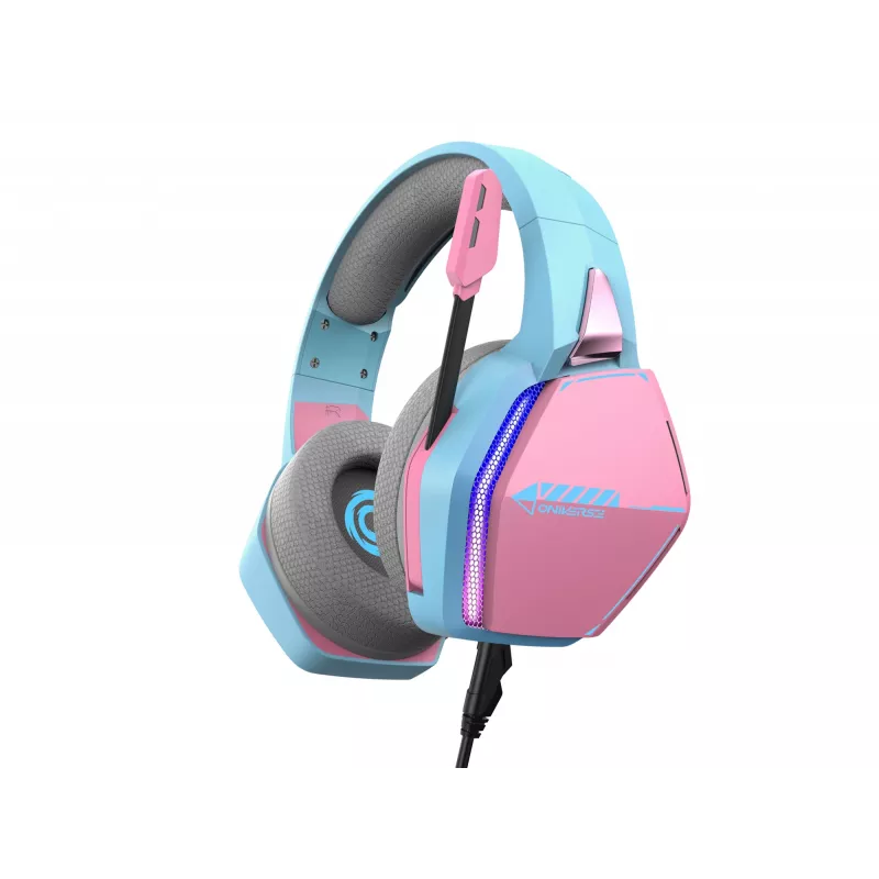 Oniverse Gaming Headset Nebula - Diva Pink (Multiplatform) – laidinis žaidimų ausinių rinkinys, 20-20000 Hz, 356 g, cianinė, rožinė