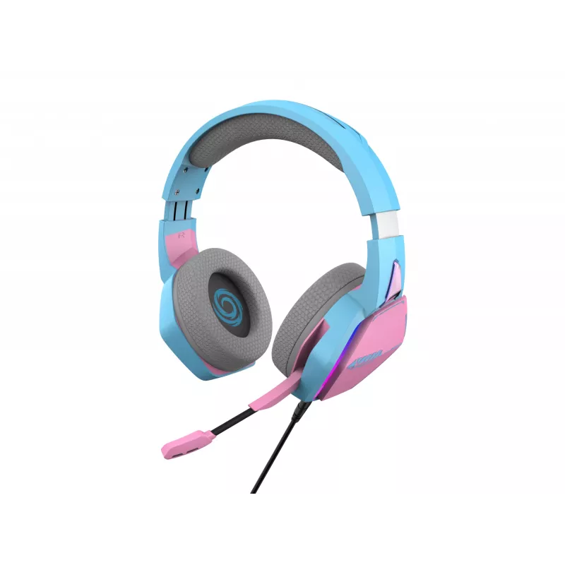 Oniverse Gaming Headset Nebula - Diva Pink (Multiplatform) – laidinis žaidimų ausinių rinkinys, 20-20000 Hz, 356 g, cianinė, rožinė