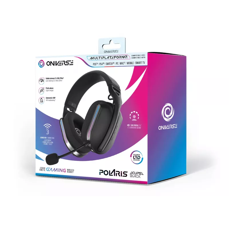Oniverse Wireless Gaming Headset Polaris - Eclipse Black (Multiplatform) belaidės žaidimų ausinės