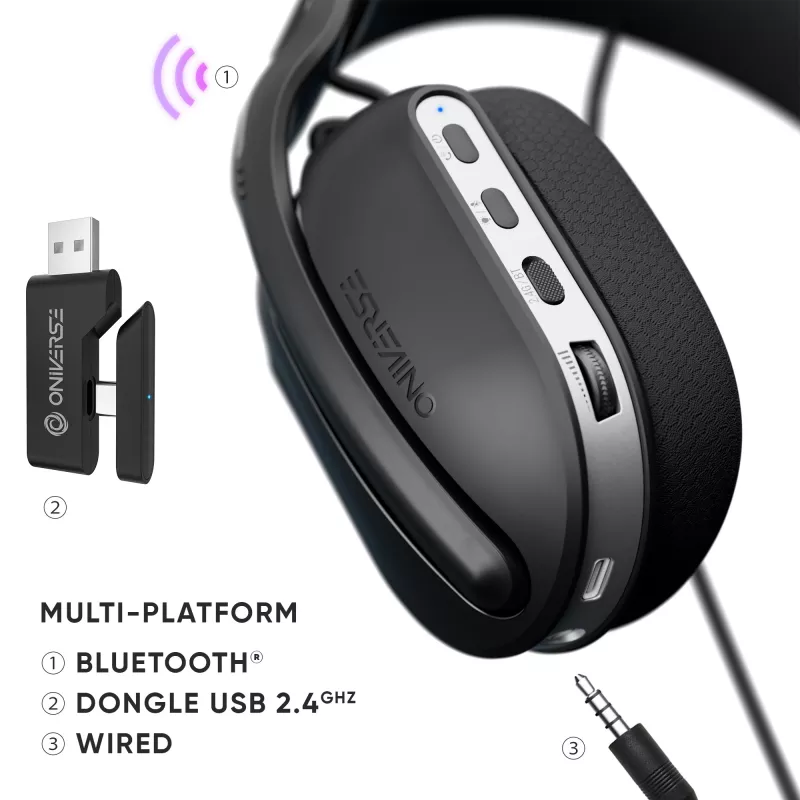 Oniverse Wireless Gaming Headset Polaris - Eclipse Black (Multiplatform) belaidės žaidimų ausinės
