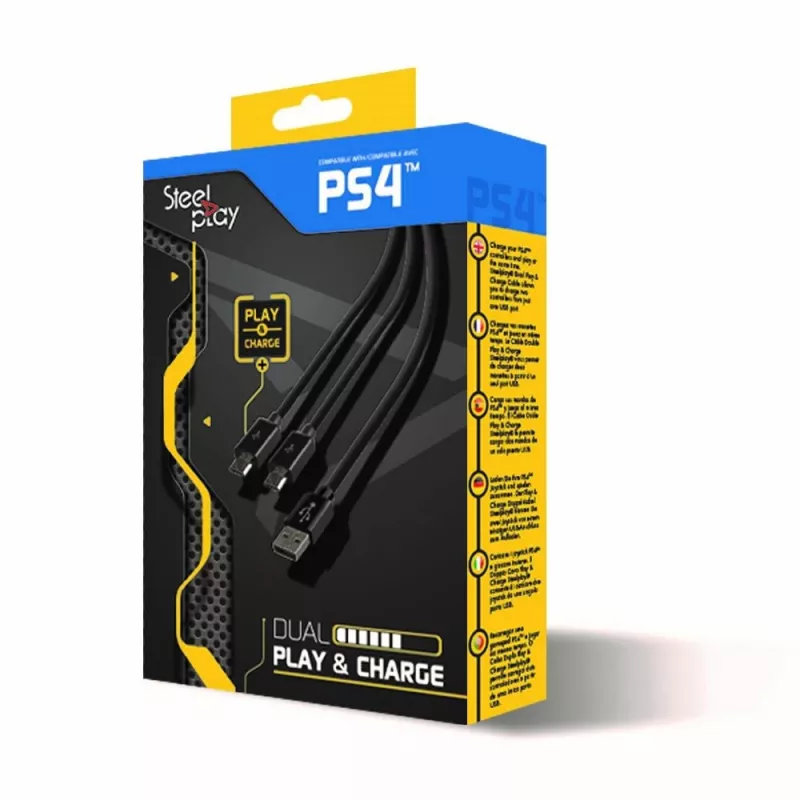 Steelplay Dual Play & Charge kabelis valdikliams - Juodas (PS4)