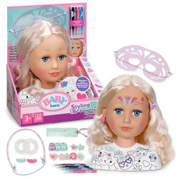 BABY born Styling Head Paint Artist – makiažo ir šukuosenų galva lėlei