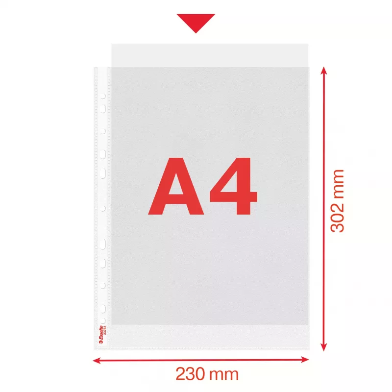 Esselte Plastlomme A4 75my skaidrūs 100 vnt