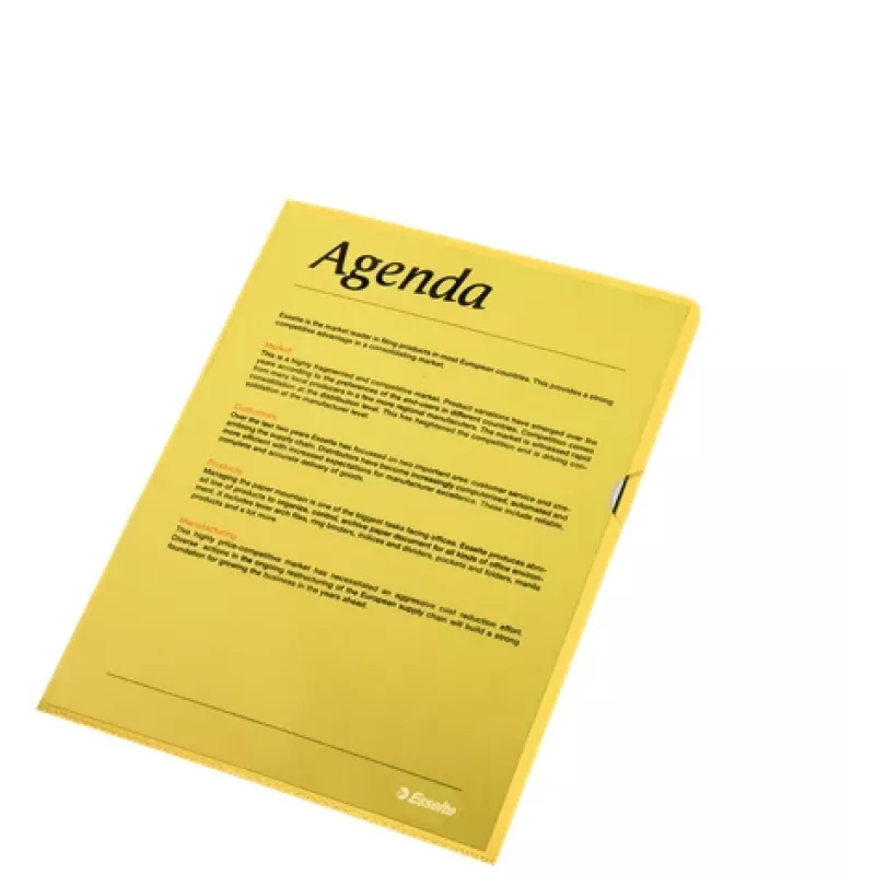 Esselte aplankas 105my A4 dėžutė po 100 vnt., A4, polipropilenas (PP), geltona, portretinis, 220 mm, 1 mm