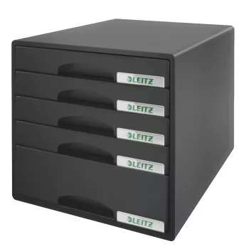 Leitz Drawer cabinet Plus 5 stalčių – juodas plastikinis dokumentų spintos stalčius
