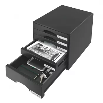 Leitz Drawer cabinet Plus 5 stalčių – juodas plastikinis dokumentų spintos stalčius