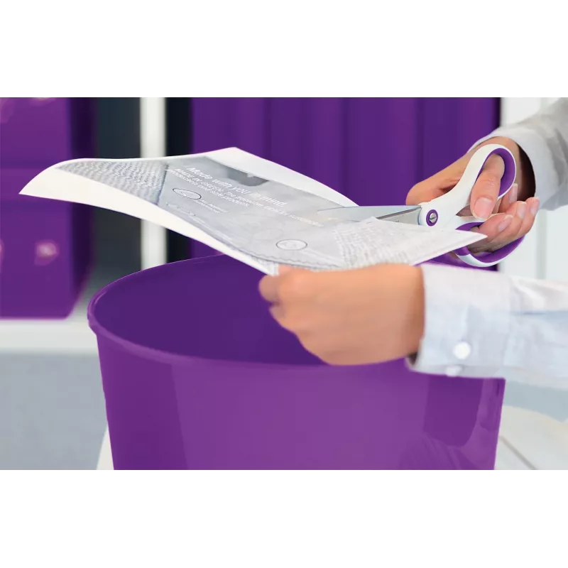 Leitz WOW Titanium biuro žirklės 205 mm, tiesus pjūvis, violetinės/baltos spalvos