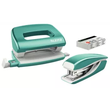 Segiklio ir skylių perforatoriaus rinkinys Leitz Mini WOW, 10 lapų, mėlynas, metalinis, perlamutrinis