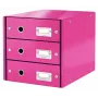 Leitz Click & Store WOW stalčius su 3 stalčiais, rožinė, kartonas, 286 mm, 358 mm, 282 mm, 2,21 kg