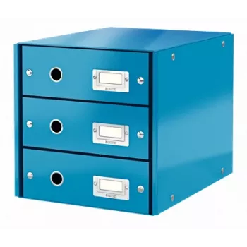 Leitz Click & Store WOW stalčiaus spintelė (3 stalčiai), mėlyna, kartonas, 2,21 kg