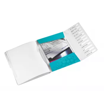 Leitz Divider Book WOW PP 12 skirtukų, A4, polipropilenas (PP), mėlyna, metalinė, 200 lapų, 265 mm, 17 mm