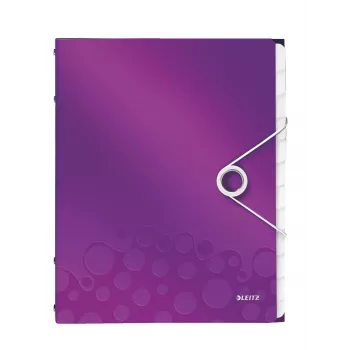 Leitz Divider Book WOW PP 12 skirtukų, A4, polipropilenas, metalinis violetinis, 200 lapų, 265 mm, 17 mm