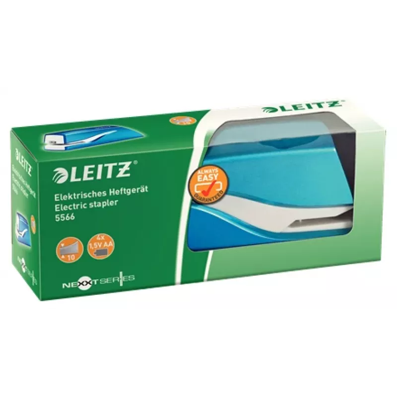 Leitz NeXXt WOW 5566 baterinis segiklis, 10 lapų, 1 cm, plastikinis, mėlynas/baltas, 50 mm