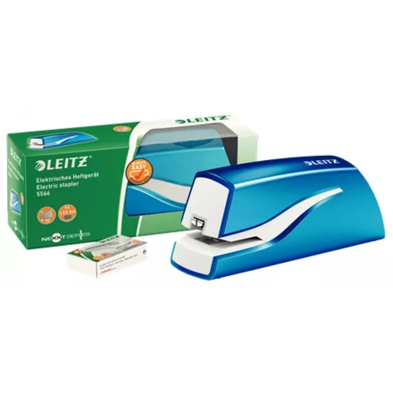 Leitz NeXXt WOW 5566 baterinis segiklis, 10 lapų, 1 cm, plastikinis, mėlynas/baltas, 50 mm