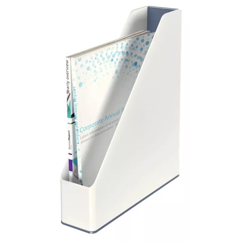 Leitz WOW dviejų spalvų žurnalų dėklas, baltas, plastikinis, A4, 272 mm, 318 mm, 430 g