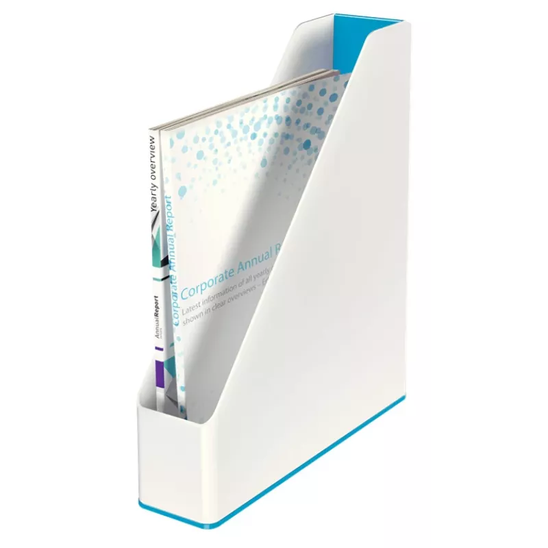 Leitz WOW dviejų spalvų žurnalų dėklas, mėlyna, balta, plastikas, A4, 272 mm, 318 mm, 430 g