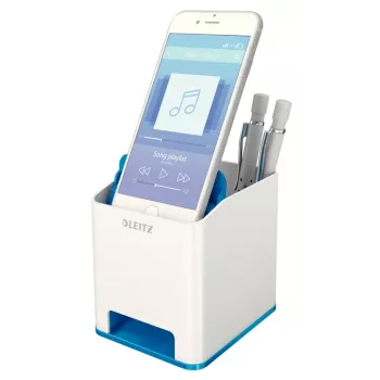 Leitz Sound Pen Holder WOW pieštukinė, mėlyna, balta, polistirolas, 90 mm, 101 mm, 100 mm, 140 g