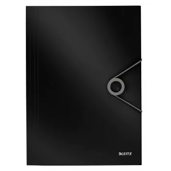 Leitz 3-Flap Folder Solid PP A4 – trijų atvartų aplankalas iš polipropileno, juodos spalvos
