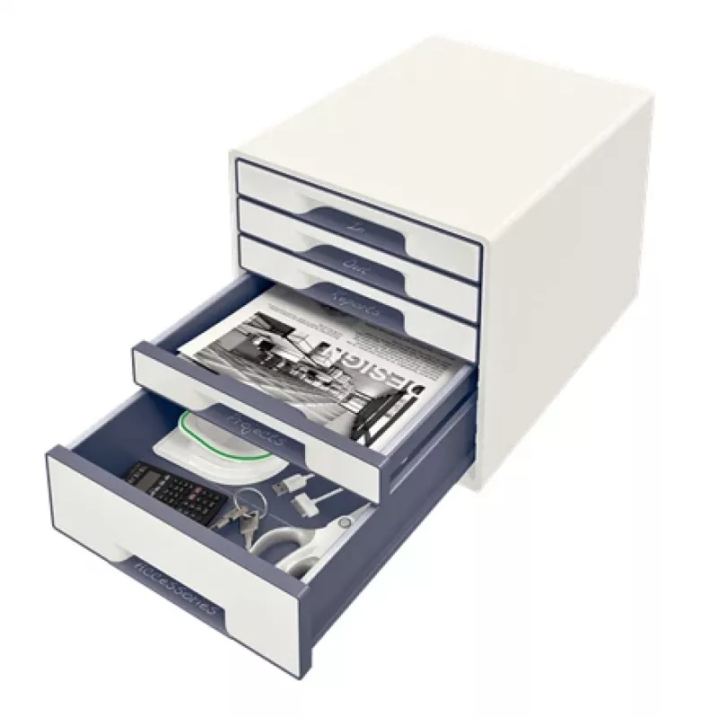 Leitz WOW Cube stalčiaus spintelė su 5 stalčiais, plastikas, balta, 1 vnt., 270 mm, 287 mm