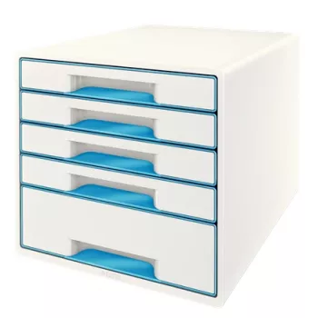 Leitz stalčiaus spintelė WOW Cube 5 stalčiai, plastikas, mėlyna, balta, 1 vnt., 287 mm, 270 mm