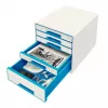 Leitz stalčiaus spintelė WOW Cube 5 stalčiai, plastikas, mėlyna, balta, 1 vnt., 287 mm, 270 mm