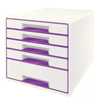 Leitz WOW Cube stalčius su 5 stalčiais, plastikas, violetinė/balta, 287 mm x 270 mm