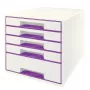 Leitz WOW Cube stalčius su 5 stalčiais, plastikas, violetinė/balta, 287 mm x 270 mm