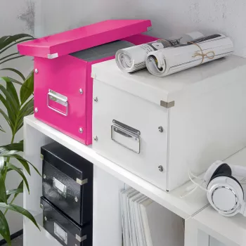 Leitz Box Click & Store WOW Cube didelė laikymo dėžė, fuksija, kartonas, 320 mm, 360 mm, 310 mm