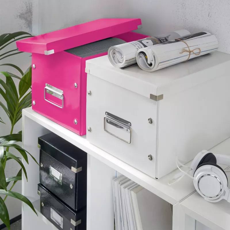 Leitz Box Click & Store WOW Cube didelė laikymo dėžė, fuksija, kartonas, 320 mm, 360 mm, 310 mm