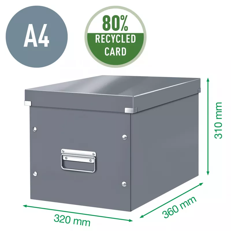Leitz Box Click & Store WOW Cube didelė laikymo dėžė, fuksija, kartonas, 320 mm, 360 mm, 310 mm
