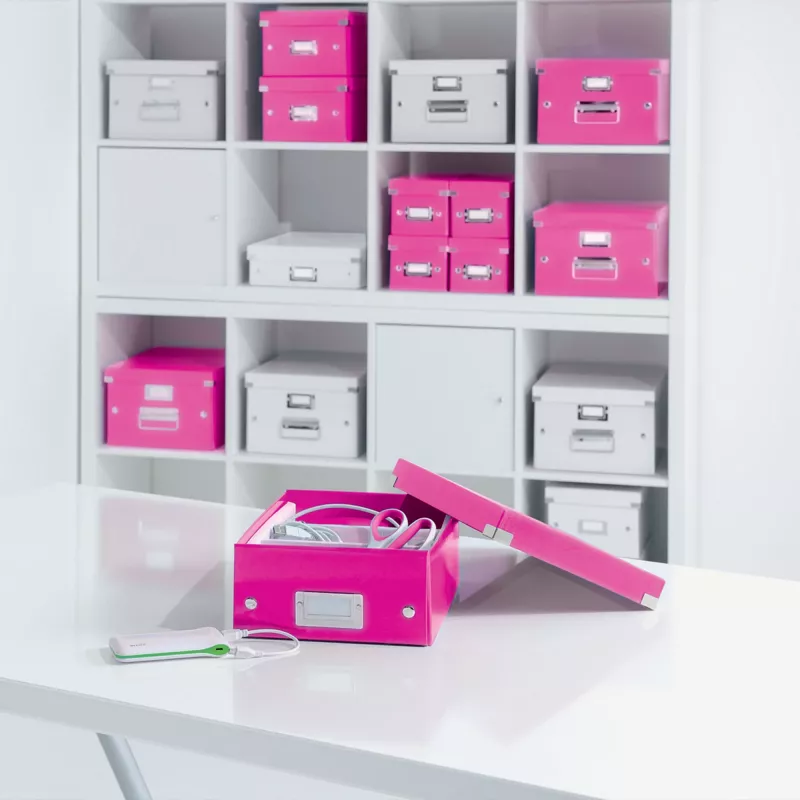 Leitz Box Click & Store WOW Cube didelė laikymo dėžė, fuksija, kartonas, 320 mm, 360 mm, 310 mm