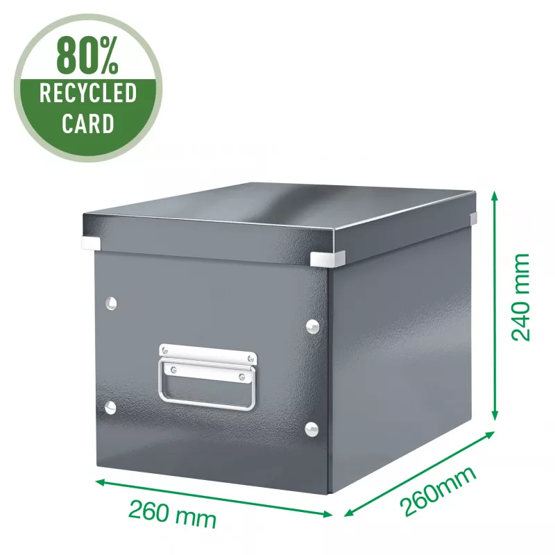 Leitz Storage Box Click & Store WOW Cube Medium, fuksija, kartoninė, 260 mm, 260 mm, 240 mm