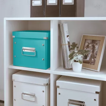Leitz Storage Box Click & Store WOW Cube Medium, Turquoise, Kartoninė dėžė, 260 mm, 260 mm, 240 mm