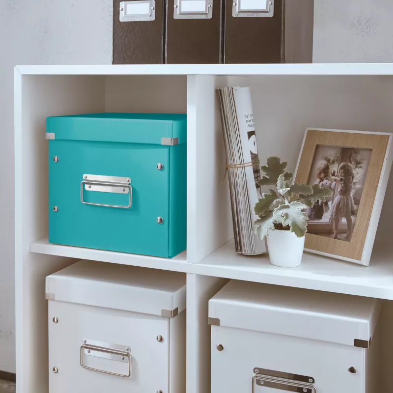 Leitz Storage Box Click & Store WOW Cube Medium, Turquoise, Kartoninė dėžė, 260 mm, 260 mm, 240 mm
