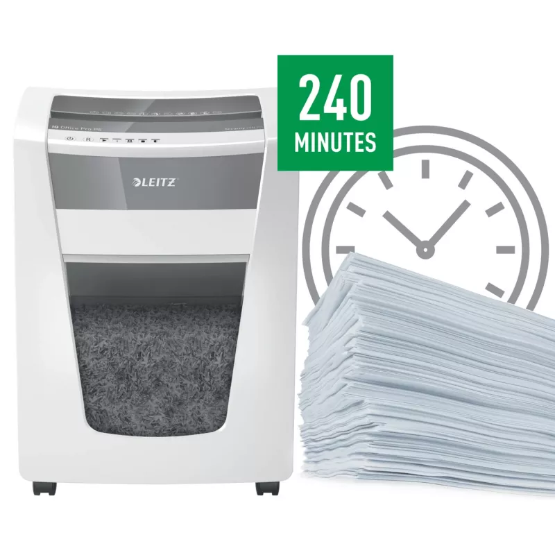Smulkintuvas Leitz IQ Office Pro P5, mikro pjūvis, 23 cm, 2 x 15 mm, 30 L, 300 lapų, 55 dB