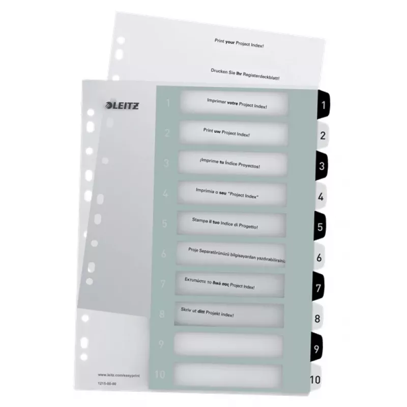 Leitz Indices Printable PP A4+ 1-10 WOW Balta/Juoda