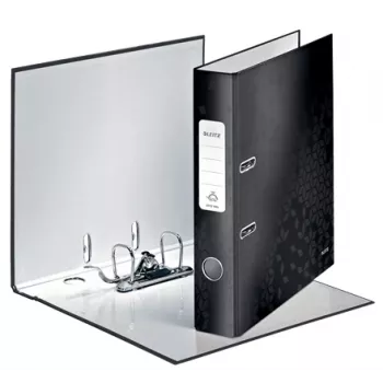 Leitz Lever Arch File 180° WOW POB/Laminuotas A4/50mm, A4, Q-žiedas, Laikymas, Kartonas, Juoda, 350 lapų