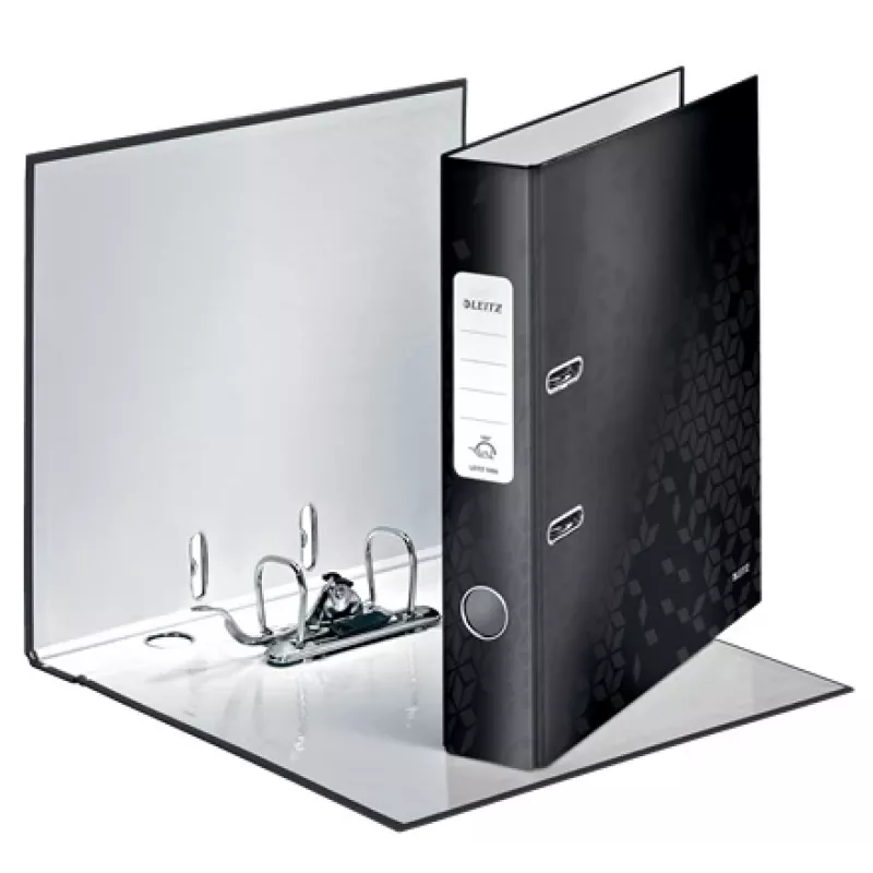 Leitz Lever Arch File 180° WOW POB/Laminuotas A4/50mm, A4, Q-žiedas, Laikymas, Kartonas, Juoda, 350 lapų