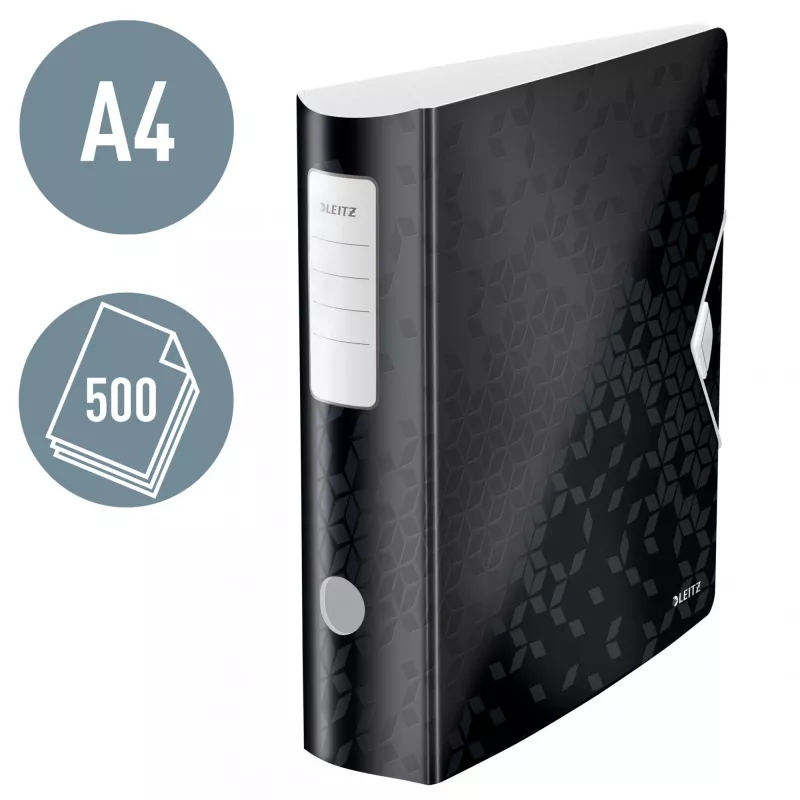 Leitz Lever Arch File Active PP WOW A4/80mm segtuvas, juodas