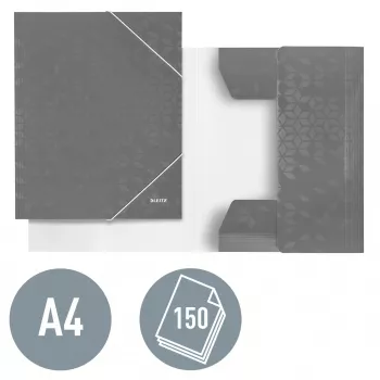 Leitz 3-Flap Folder WOW Card/POB A4, aplankas su atvartais, A4, polipropilenas (PP), juoda, 150 lapų, elastinė juosta