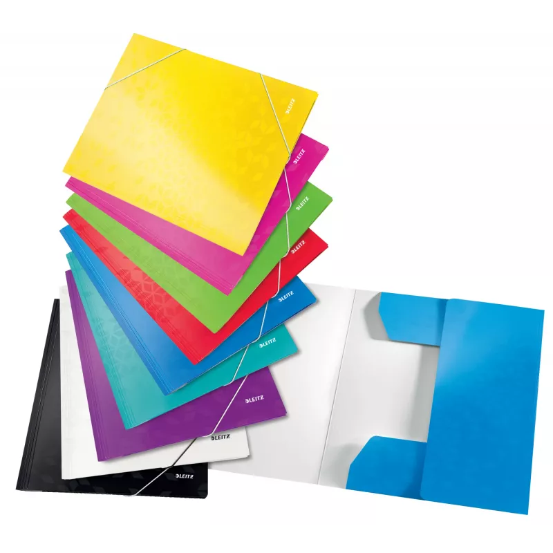 Leitz 3-Flap Folder WOW Card/POB A4, aplankas su atvartais, A4, polipropilenas (PP), juoda, 150 lapų, elastinė juosta